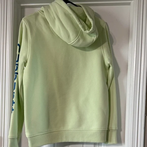 Carhartt Woman’s Light Green Hoodie with Blue Logo - Picture 4 of 5